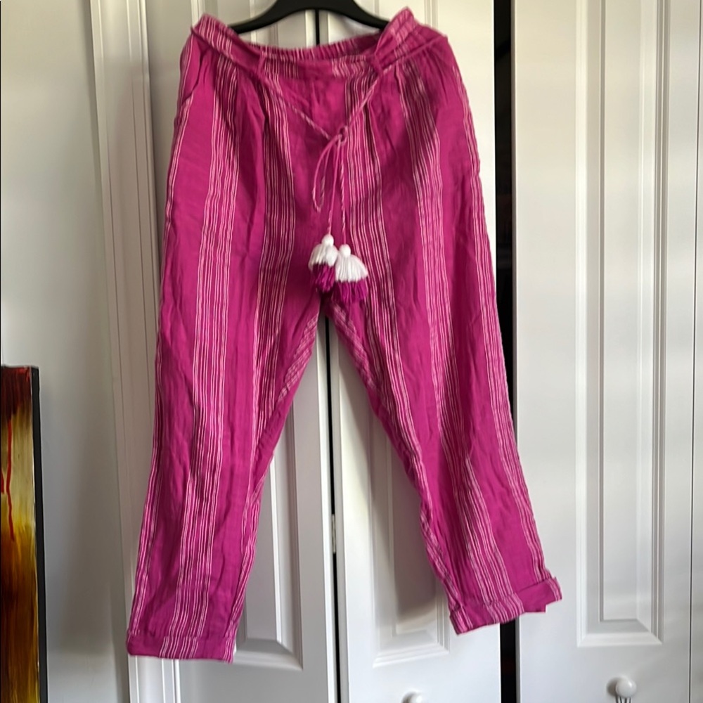 Anthropologie Pink Striped Ankle Pants